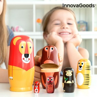 Matryoshka Wooden Animal Figures Funimals InnovaGoods 11 Parts