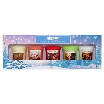 AirPure Votive Candles - Bed Lights - Candles with Selected Essential Oils - Set w / 5 Candles