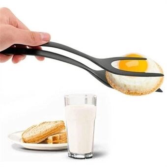 2-in-1 Clip Flip Spatula Fried Egg Steak Tongs Pancake Omelet Clamp Cooking Tongs Kitchen Tool (No FDA, BPA-free)