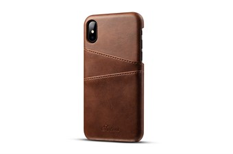 Superior Card Cover in Imitation Leather for iPhone X - Dark Brown