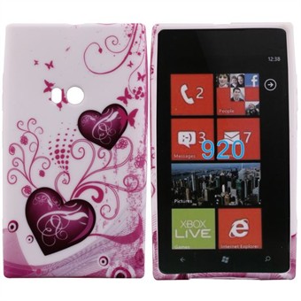 Design Silicone Cover for Lumia 920 (Double Heart)