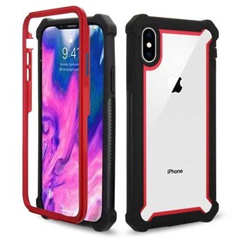 Transparent Cover with shock-resistant edges in TPU for iPhone XS Max - Black / Red