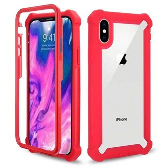 Transparent Cover with shock-resistant edges in TPU for iPhone XS Max - Red