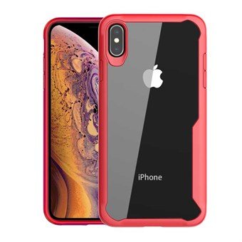 Transparent Cover in PC with shock-proof edges in TPU for iPhone XS Max - Red