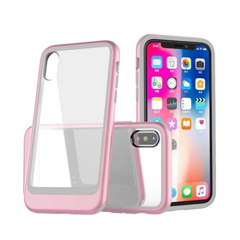 Transparent Shockproof Cover in PC for iPhone XR - Pink