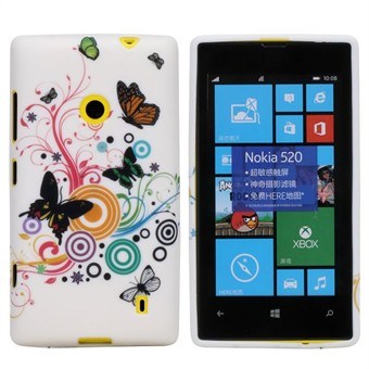 Design Silicone Cover for Lumia 520 (Butterflies)