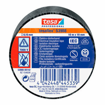 Insulating tape TESA Black PVC (10 m x 19 mm)