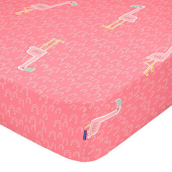 Fitted sheet HappyFriday MOSHI MOSHI Multicolour 60 x 120 x 14 cm Pink flamingo