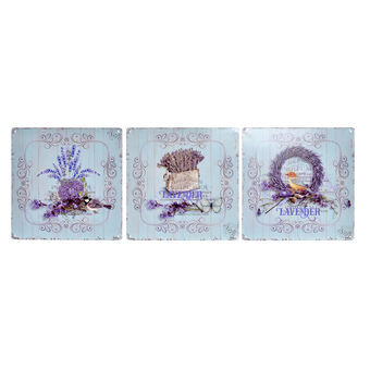 Wall Decoration DKD Home Decor Blue Metal Lavendar Shabby Chic (3 Units)