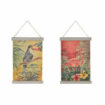 Hanging decoration DKD Home Decor Christmas Yellow Red Wood Bamboo (2 pcs) (27 x 1.5 x 39 cm)