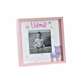 Photo frame DKD Home Decor S3021814 Crystal Pink White Children\'s Llama MDF Wood (18 x 4 x 18 cm)