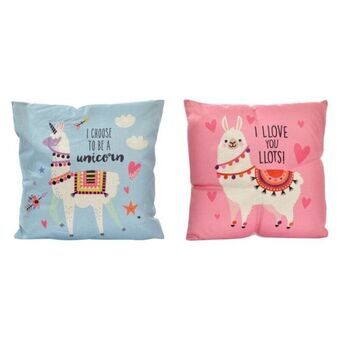 Cushion DKD Home Decor 8424001556427 Blue Pink Polyester Aluminium Children\'s Llama (2 Units)