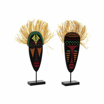 Decorative Figure DKD Home Decor Fibre Mask MDF Wood (2 pcs) (20 x 5 x 40 cm)