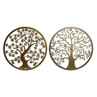 Wall Decoration DKD Home Decor Tree Golden Metal (2 Units) (40 x 1 x 40 cm)