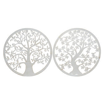 Wall Decoration DKD Home Decor Tree Metal White (2 Units) (40 x 1 x 40 cm)