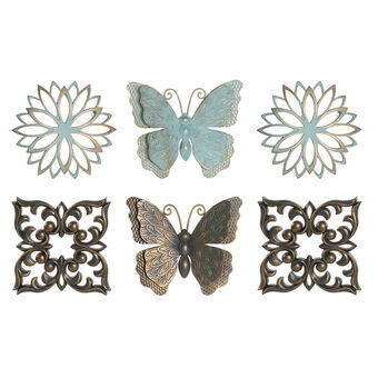 Wall Decoration DKD Home Decor Copper Butterfly Shabby Chic (2 Units)