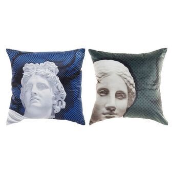 Cushion DKD Home Decor 8424001635160 Blue Polyester Aluminium White (2 Units) (45 x 5 x 45 cm)