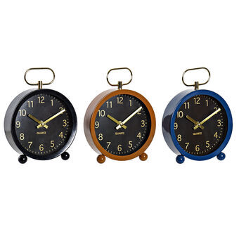 Table clock DKD Home Decor Brown Black Blue Metal (15 x 4 x 20 cm) (3 Units)