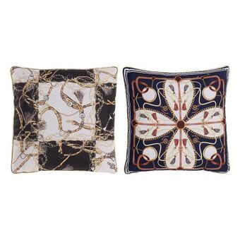 Cushion DKD Home Decor 8424001716425 Polyester Aluminium Multicolour Modern (2 Units)