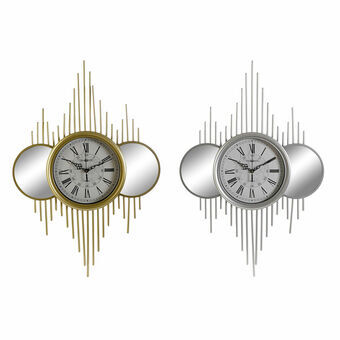 Wall Clock DKD Home Decor Crystal polypropylene Golden Silver (2 pcs) (50 x 5 x 75 cm)