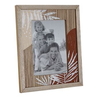 Photo frame DKD Home Decor S3015167 Natural Terracotta MDF Wood Boho Leaf of a plant (21 x 26,5 x 1,8 cm)