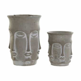 Set of pots DKD Home Decor Cement Light grey (16,5 x 16,5 x 23,5 cm)