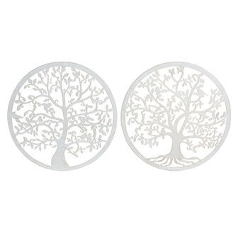 Wall Decoration DKD Home Decor White Metal Tree (2 pcs) (40 x 1 x 40 cm)