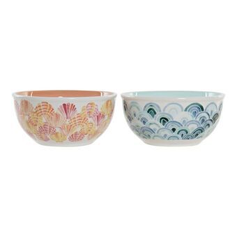 Bowl DKD Home Decor Mediterranean Dolomite (600 ml) (2 pcs)