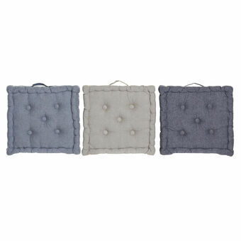 Cushion DKD Home Decor Floor Blue Grey Cotton Navy Blue (3 pcs) (38 x 38 x 8 cm)