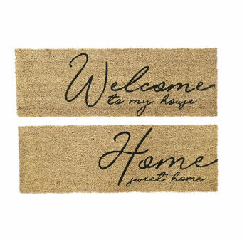 Doormat DKD Home Decor Brown Black PVC Fibre (2 pcs) (75 x 25 x 1.5 cm)