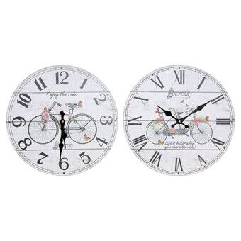 Wall Clock DKD Home Decor Bicycle MDF Wood (2 pcs) (34 x 4 x 34 cm)