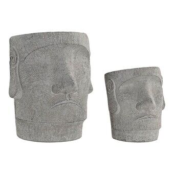 Set of pots DKD Home Decor ‎S3023942 Grey Cement Boho (19 x 18 x 22 cm)