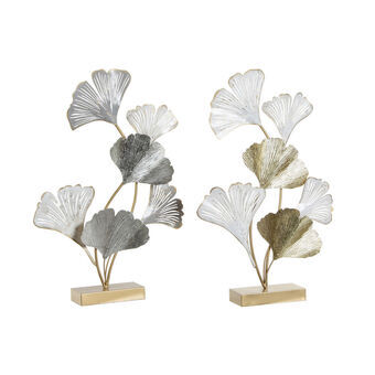 Decorative Figure DKD Home Decor Golden Metal White Leaf of a plant (38 x 7,6 x 56,5 cm) (2 Units)