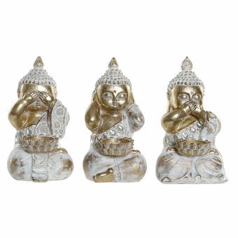 Decorative Figure DKD Home Decor Golden Buddha Resin (10 x 9 x 17 cm) (3 pcs)