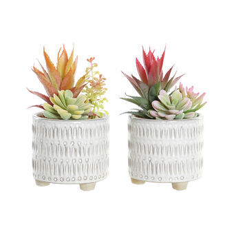 Decorative Plant DKD Home Decor Orange Stoneware Polypropylene (PP) Fuchsia (12 x 12 x 20 cm) (2 pcs)