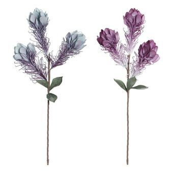 Decorative Flowers DKD Home Decor Blue EVA (Ethylvynilacetate) Lilac (2 pcs) (20 x 20 x 83 cm)