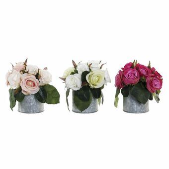 Decorative Plant DKD Home Decor White Pink Plastic Cloth Fuchsia (3 pcs) (15 x 14 x 16 cm)