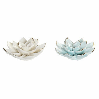 Decorative Flower DKD Home Decor Beige Porcelain Sky blue (2 pcs)