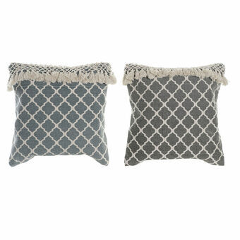 Cushion DKD Home Decor Blue Beige Grey Cotton (2 pcs) (50 x 10 x 50 cm)