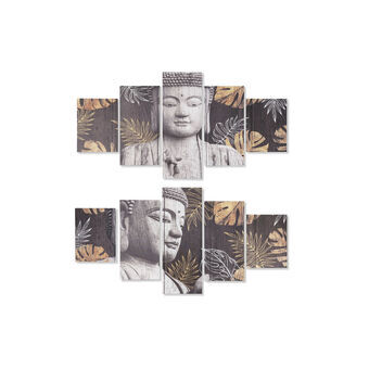 Painting DKD Home Decor Pinewood Canvas Buddha (5 pcs) (2 pcs)