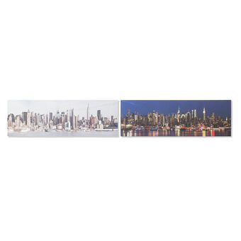 Painting DKD Home Decor Pinewood Canvas New York (2 pcs) (135 x 2.5 x 45 cm)