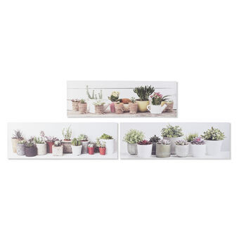 Painting DKD Home Decor Pinewood Canvas Plant pot (3 pcs) (135 x 2.5 x 45 cm)