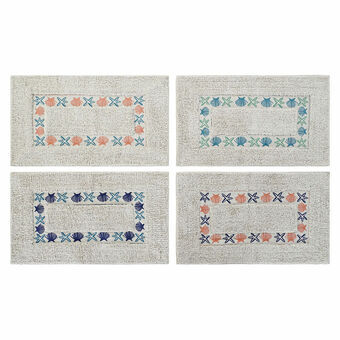 Carpet DKD Home Decor Blue Orange Cotton (4 pcs) (70 x 40 x 1 cm)