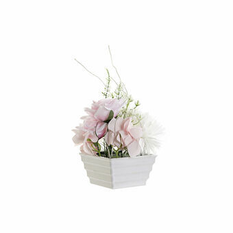 Plant pot DKD Home Decor White Green Pink PVC Cloth (16 x 16 x 25 cm)