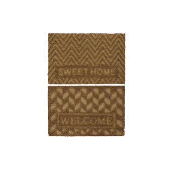 Doormat DKD Home Decor Brown PVC Fibre Geometric (2 pcs) (60 x 40 x 1.5 cm)