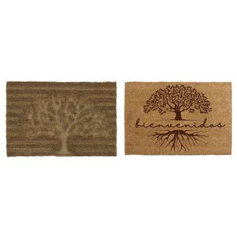 Doormat DKD Home Decor Brown PVC Fibre Tree (2 pcs) (60 x 40 x 1.5 cm)