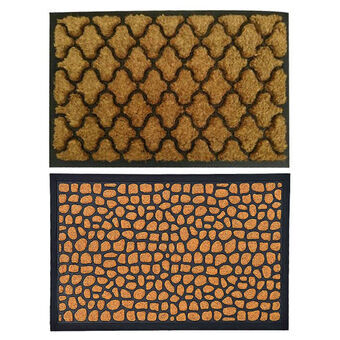 Doormat DKD Home Decor Brown Black PVC Fibre (2 pcs) (60 x 40 x 1.5 cm)