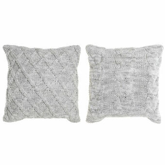 Cushion DKD Home Decor Polyester Cotton Light grey (45 x 10 x 45 cm) (2 Units)