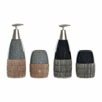 Bath Set DKD Home Decor Brown Black Grey Stoneware Boho (2 pcs)