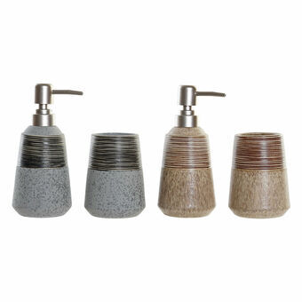 Bath Set DKD Home Decor Beige Grey ABS Stoneware Colonial (2 pcs)